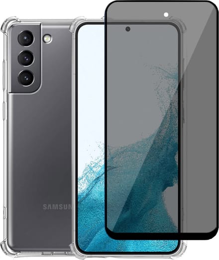 Hoesje geschikt voor Samsung S22 + Screenprotector – Gehard Glas Cover - Shock Proof Case Transparant