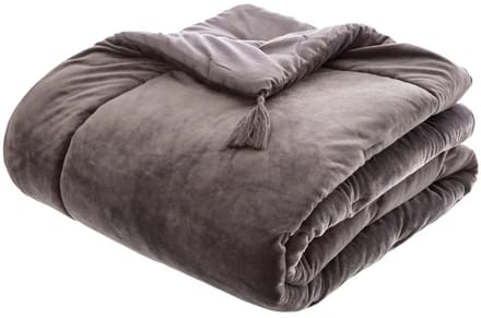 Atmosphera Bedsprei deken Sonia - fluweel donkergrijs - 80 x 180 cm - polyester - extra dik - plaid