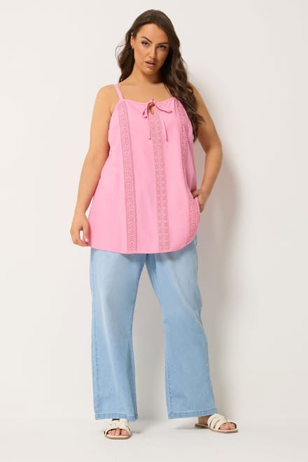 Yours Roze Gehaakte Linnen Cami Vesttop Size 42