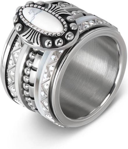 iXXXi invulring Indian White, Coral of Turquoise R05908 Zilver (2MM)