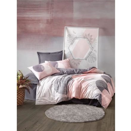 Parure de lit - 1 housse de couette 220 x 240 cm + 2 taies d'oreiller 60 x 60 cm - 100% coton renforcé - Gris