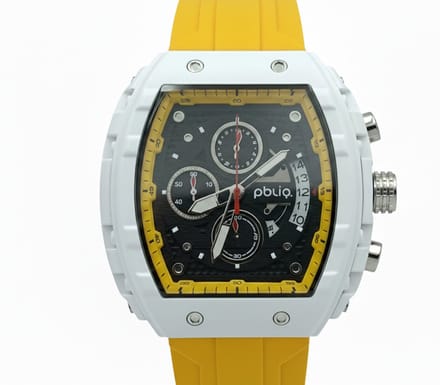 PBLIQ - Luxe Herenhorloge Geel Wit – Quartz Chronograaf Horloge