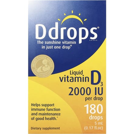 Ddrops, vitamine D3 liquide, 2 000 UI, 5 ml (0,17 fl oz)