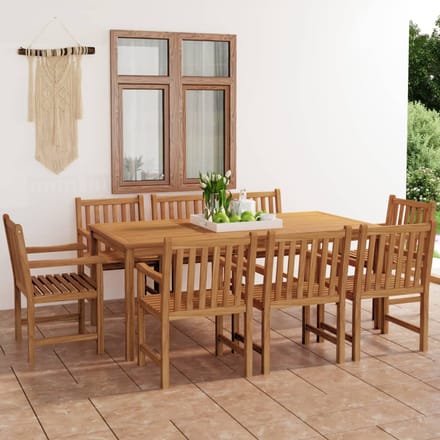 vidaXL - 9-delige - tuinset - 200x100 - cm - massief - teakhout