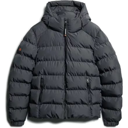Superdry Sportieve Capuchon Pufferjas Donkergrijs Grootte: L