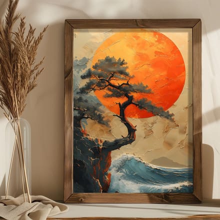 Asir - Decoratief ingelijst schilderij van MDF - Veelkleurig - 100% MDF (Dikte: 3 mm) - 38 x 48 x 4,5 cm