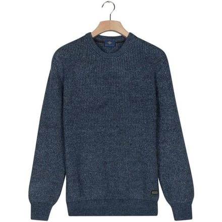 Baileys Trui Crew Neck Allover Half Cardigan Stitch Multicolor Knit Mid Denim Blue / male