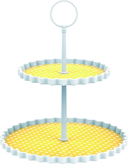 Zak!Designs Etagere Dotty - 2-laags - Ø 15 en 21 cm - Hoogte 23 cm - Geel