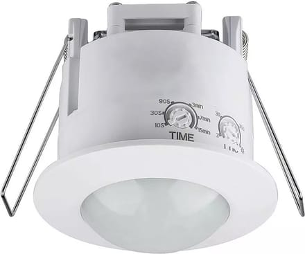 Bewegingssensor - Inbouw Rond - Mat Wit - Kunststof - 360°
