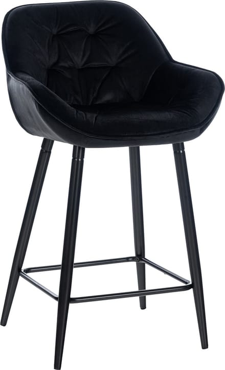 CLP Gibson Barkruk - Met armleuning - Met rugleuning - zwart Fluweel