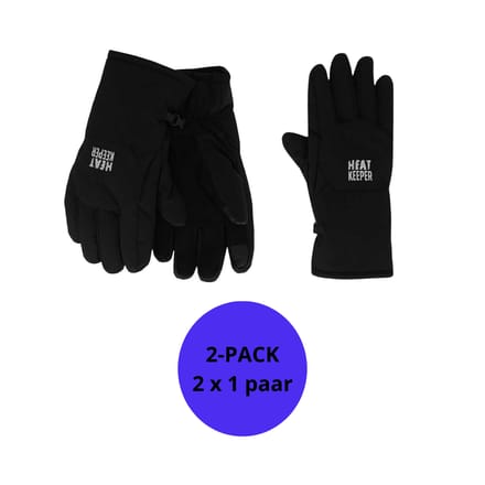 Heatkeeper - Winterhandschoenen heren - Softshell - Zwart - I-Touch - L/XL - 2-Paar