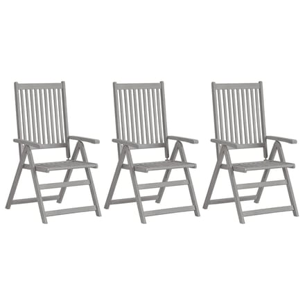 vidaXL - Tuinstoelen - 3 - st - verstelbaar - met - kussens - massief - acaciahout