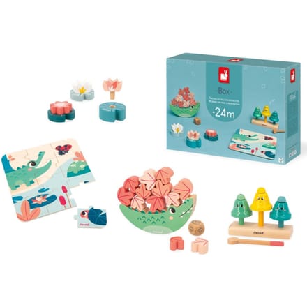 Janod - Box 24 maanden concentratie - Speelset - 4 stuks speelgoed