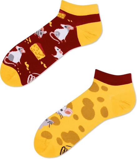 Many Mornings unisex enkelsokken - Mouse And Cheese Low - Unisex - Maat: 39 - 42