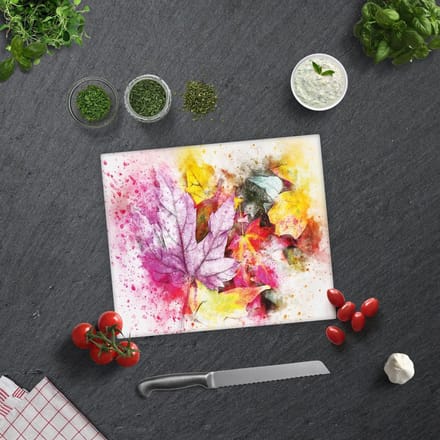 Herfst Patroon Tempered Glas Snijplank 29cm × 34cm - Glassnijplank