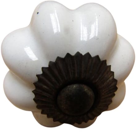 White Ceramic Pumpkin Cabinet Knob 40mm