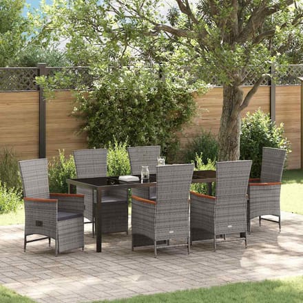 vidaXL - Tuin - Eettafel - Set - 7 - st - Grijs - poly - rattan