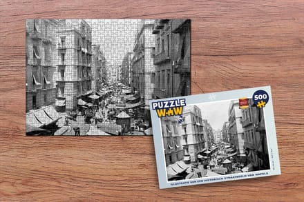 Puzzel Illustratie van een historisch straatbeeld van Napels - Legpuzzel - Puzzel 500 stukjes