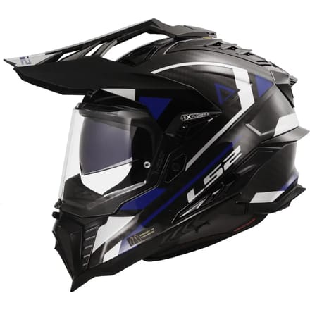 LS2 MX701 Explorer Carbon Adventure Blauw Adventure Helm - Maat S - Helm