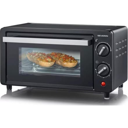 Severin TO 2062 Bak- en Toastoven – 9 Liter – 800 W – Timer – 100-220 °C – Zwart/Zilver