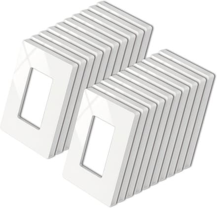 20 Stuks Schroefloze Wandplaat 1-Gang Decorator Afdekplaat Wit