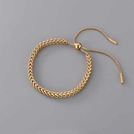 dames armband met ketting- goudkleurig staal armband-27 cm