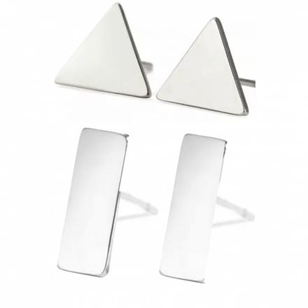 2 paar oorbellen- Driehoek- rechthoek- RVS-Charme Bijoux