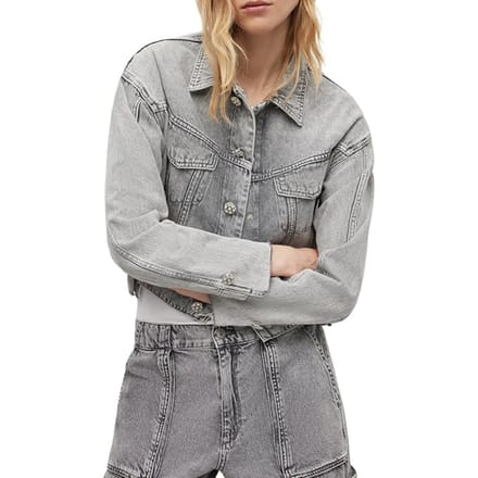 AllSaints Patch Diamante Jacke Snow Grey Taglia: 38 | Giacche di jeans Outlet | Donna | Grigio