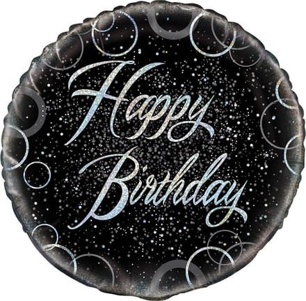 Folie ballon "Happy Birthday" |zwart| 45.7cm