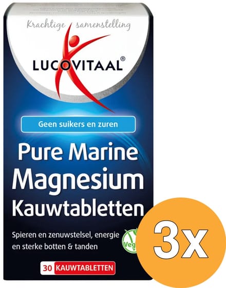 3x Lucovitaal Pure Marine Magnesium (30 kauwtabletten)