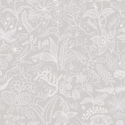 Boråstapeter Vliesbehang 1981 - Scandinavian Designers III/Icons - Botanisch Grijs - 53cm x 10.05m