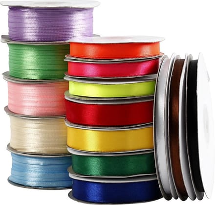 Satijnlint, B: 3-19 mm, diverse kleuren, 15 rol/ 1 doos