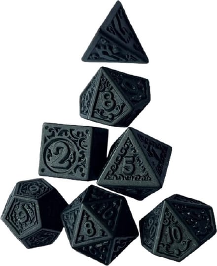 Lapi Toys - Dungeons and Dragons dobbelstenen - DnD Dice - Polydice - Dobbelstenen Dungeons Dragons - D&D dobbelstenen - DnD Dice Set - 1 set (7 stuks) - Acryl - Zwart