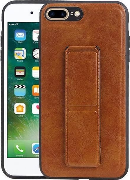 Grip Stand Hardcase Backcover voor iPhone 8 / 7 Plus Bruin