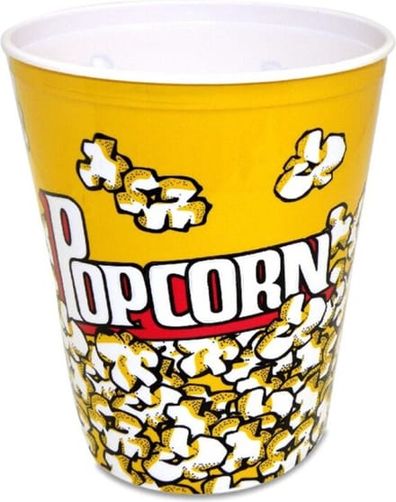 Concorde Popcorn bak - geel/wit - kunststof - D24 cm - 6 liter - herbruikbaar