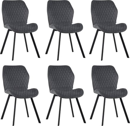 Colenis® - Rio eetkamerstoel - Set Van 6 - Grijs - Fluweel - Velvet - Industrieel - Stoel