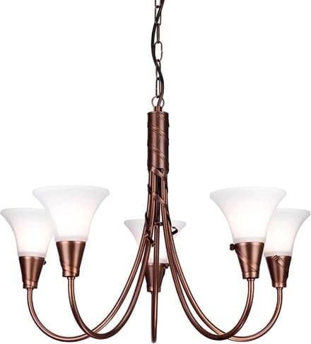 Elstead Lighting LED Kroonluchter | 5X E14 Max 40W | Dimbaar | Copper Patina