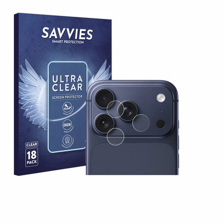 Savvies - Screenprotector voor Apple iPhone 17 Pro / 17 Pro Max / 16 Pro / 16 Pro Max (ALLEEN Camera Lens) - Folie Beschermfolie transparant 18 Stuks