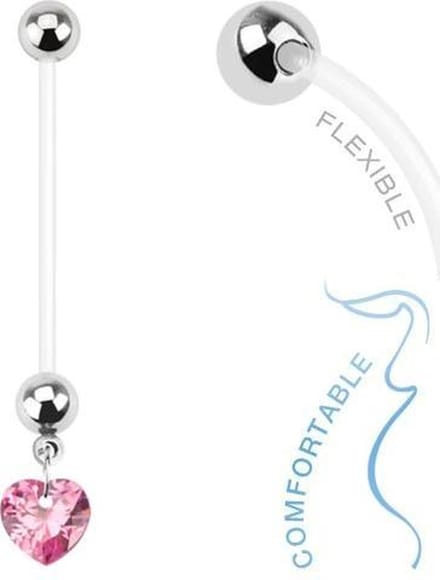 Fako Bijoux - Zwangerschapspiercing - Hart - Roze