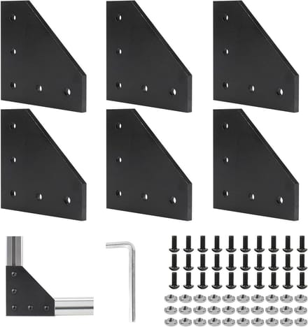 Hoekbeugels Set - Verbindingsplaten - Frame Constructie - Duurzaam Aluminium - 6 Stuks - Zwart