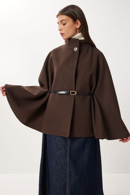 Gelaagde Poncho met Riempje