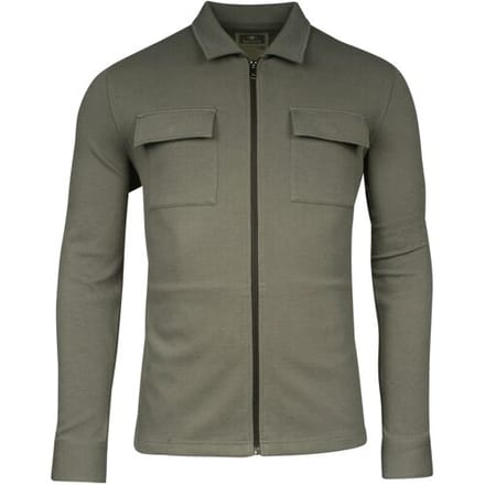 Baileys Vest Sweat Cardigan Overshirt Full Zip Piqué Interlock Olijf Groen / male