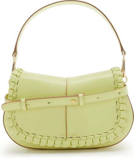 GIANNI CHIARINI Leren Schoudertas Helena Round Saddle Bag Sunny Light Lichtgeel