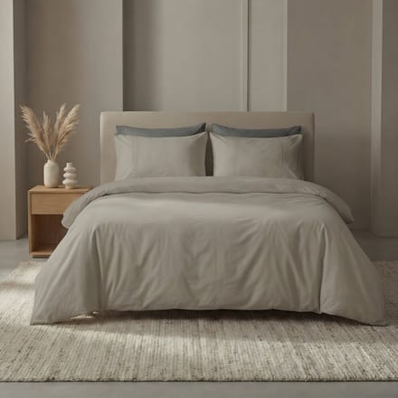 Trio - Dekbedovertrek set - Egyptisch Perkal Katoen - 200 TC - 140x200/220 cm + kussensloop - Taupe