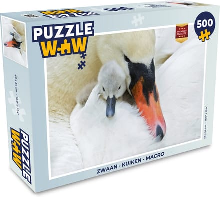 Puzzel Zwaan - Kuiken - Macro - Legpuzzel - Puzzel 500 stukjes