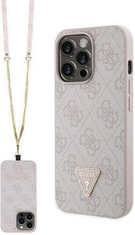 Guess 4G Triangle Crossbody Back Case - Geschikt voor Apple iPhone 13 Pro (6.1") - Roze