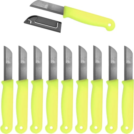 Solingen Schilmesje – RVS – Glad – 16 cm met Blade Cover – Neon Geel – 10 stuks