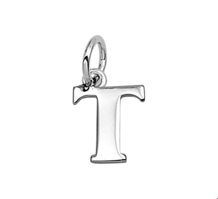 Zilver Gerhodineerde Hanger letter T 1319091