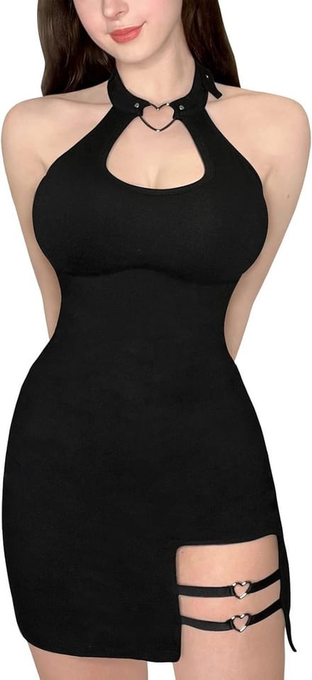 Vampy Kraag Bodycon Mini Jurk Katoen Romper