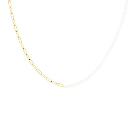 Necklace gold coloured chunky chain and pearls